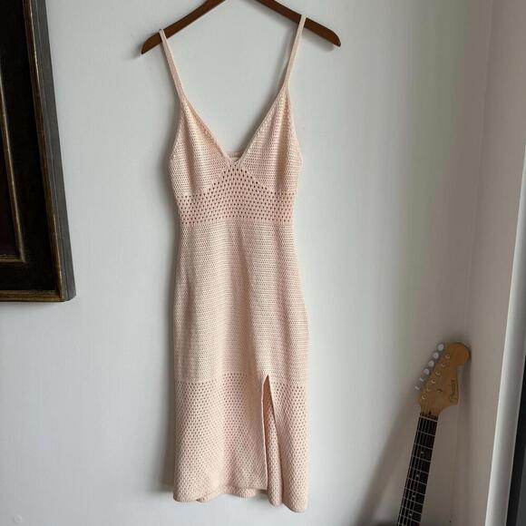 ARITZIA Wilfred Evie Crochet Midi Dress Seashell Pink Size M - Picture 7 of 9